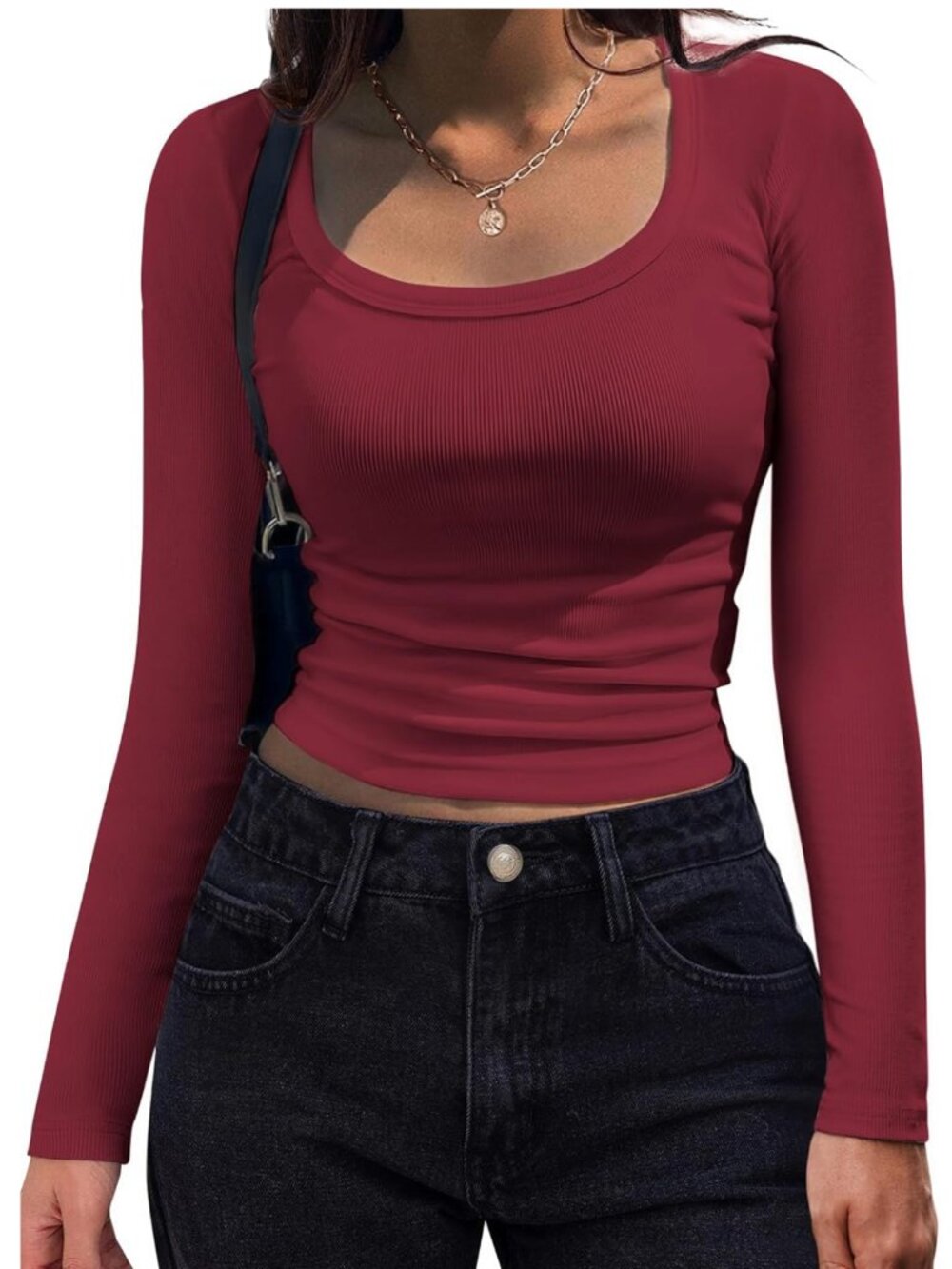 ZEAGOO (Size S) Red Long-Sleeve Ribbed Sweater